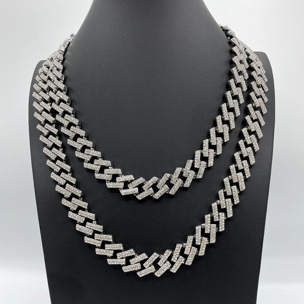 18K REAL GOLD PLATED  ICED OUT CUBAN LINK NECKLACE